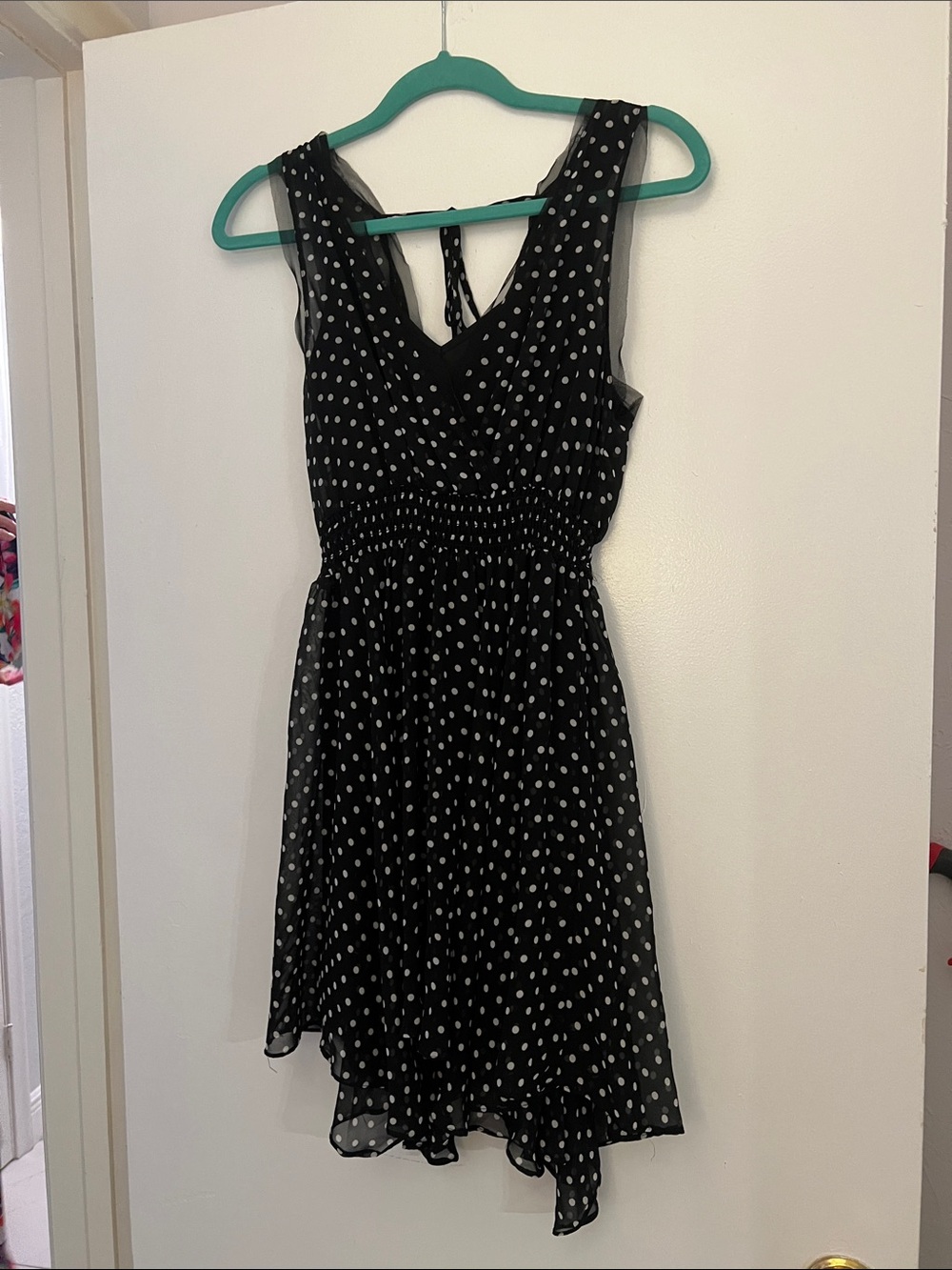 Black Polka Dot Mini Dress - Sleeveless V-Neck LOVE THIS DRESS ON!!!!